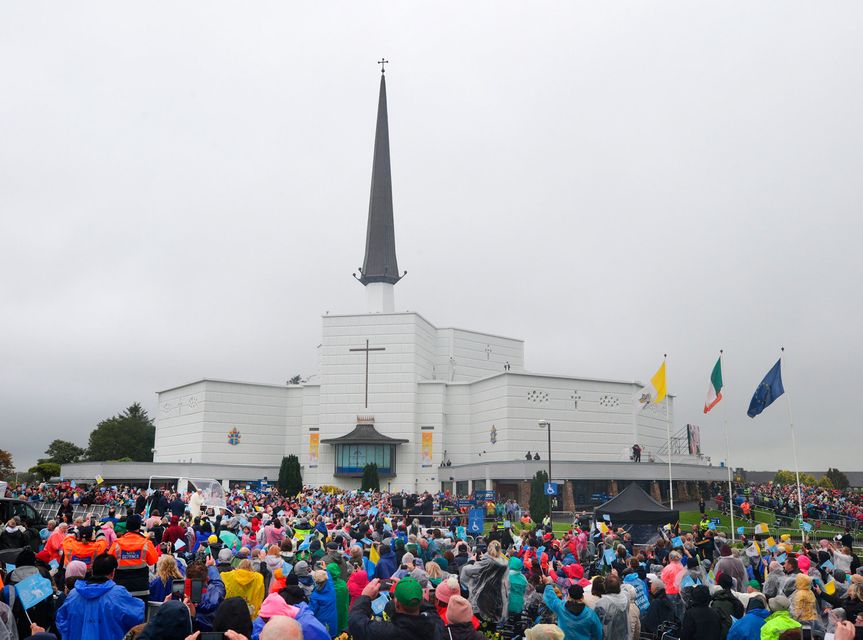 26/08/2018 Pope Francis passes Knock Basilica as he visited Knock Shrine as part of the World Meeting of Families. Pic credit; Damien Eagers / INM