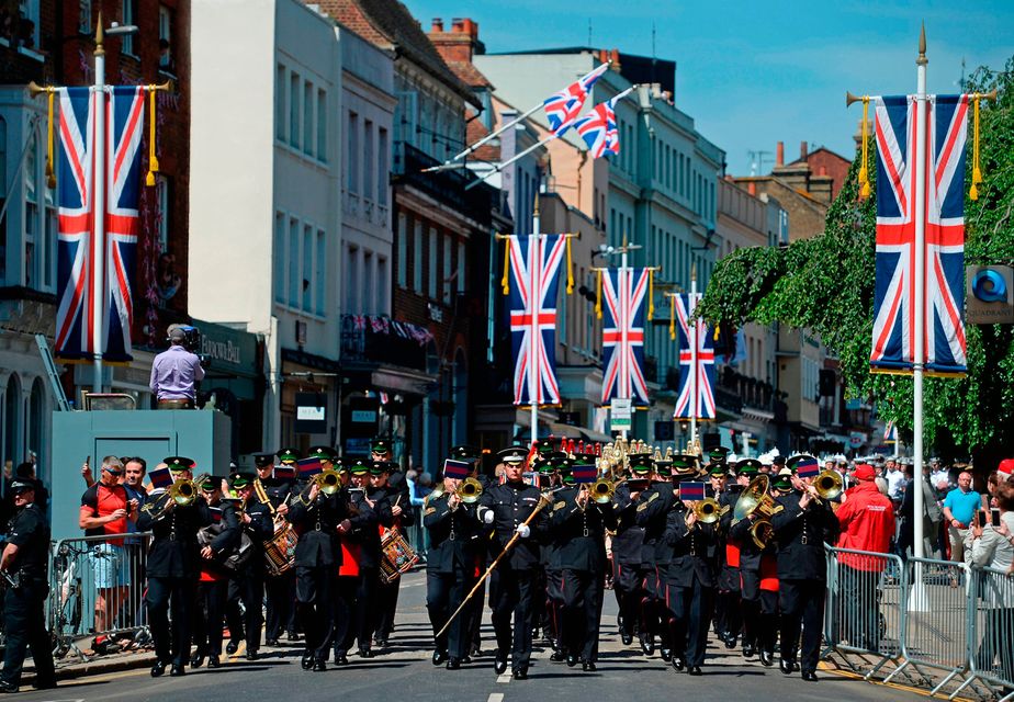 Members of the armed forces during a parade rehearsal in Windsor, Berkshire ahead of the wedding of Prince Harry and Meghan Markle this weekend. PRESS ASSOCIATION Photo. Picture date: Thursday May 17, 2018. See PA story ROYAL Wedding. Photo credit should read: Kirsty O'Connor/PA Wire