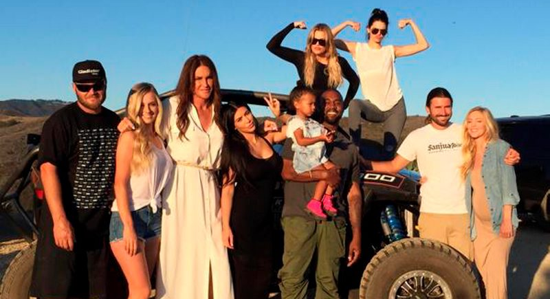 Caitlyn Jenner poses with sons Burt, Brandon, Kim Kardashian, Kanye West, North West, Khloe Kardashian and Kendall Jenner

Pic: Caitlyn Jenner/Twitter