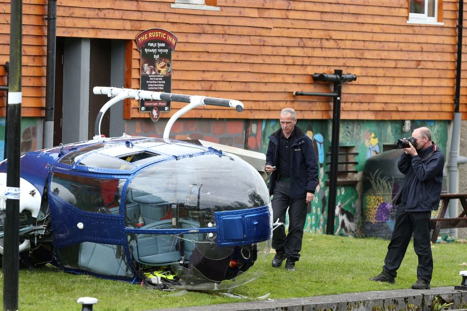 The scene today after the helicopter came down at the Rustic Inn in Co Longford