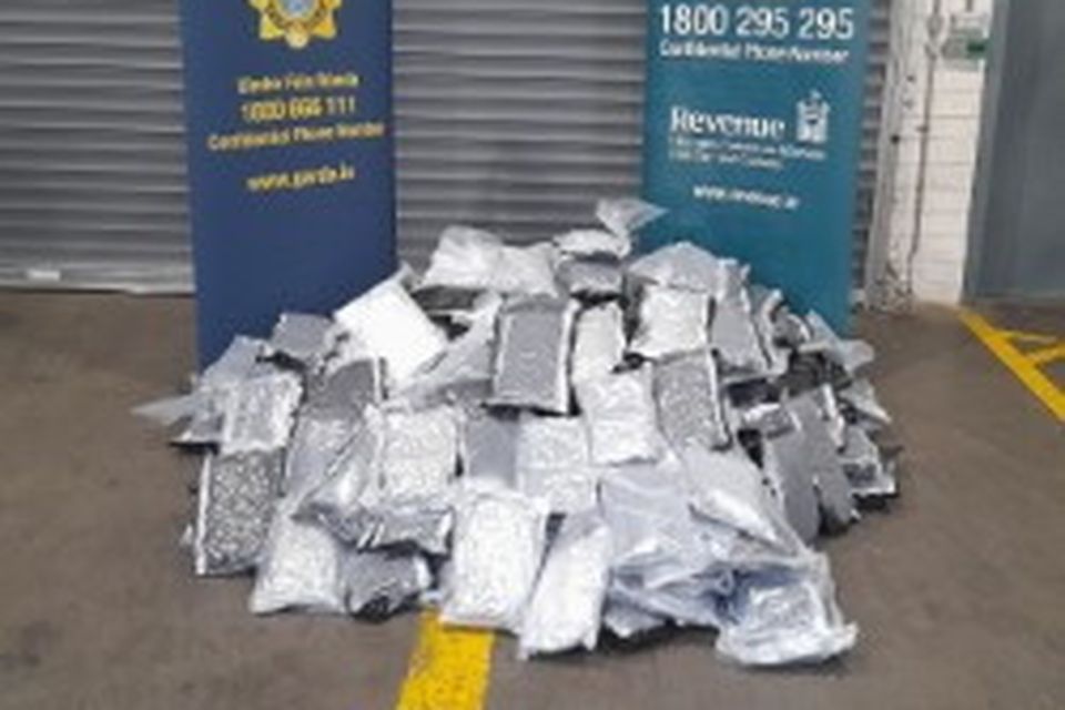 Gardaí and Revenue officers seized approximately 90 kgs of herbal cannabis with an estimated value of €1.8m in Co Louth today, 12th May 2025.