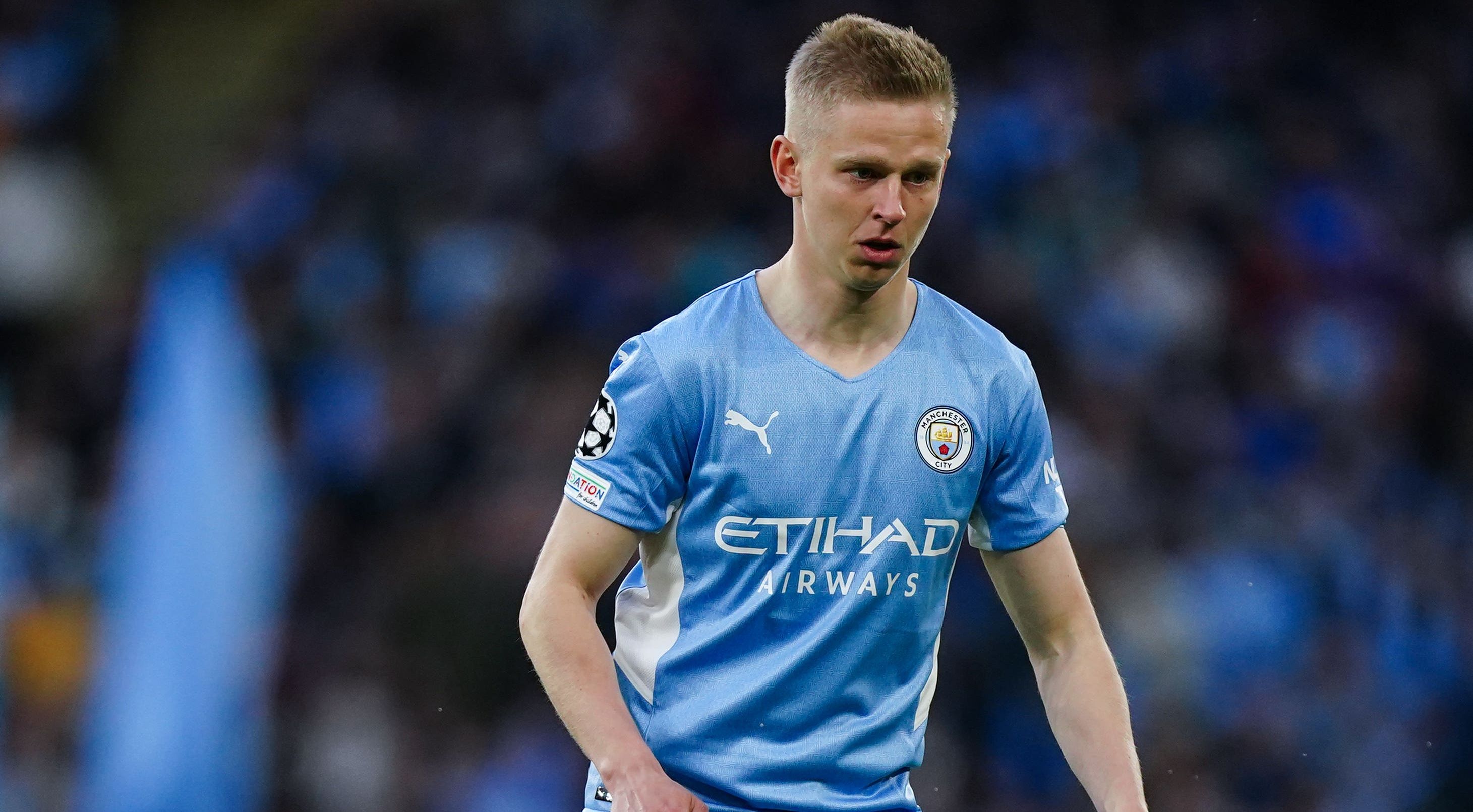 Man City star Zinchenko breaks down in tears and struggles through