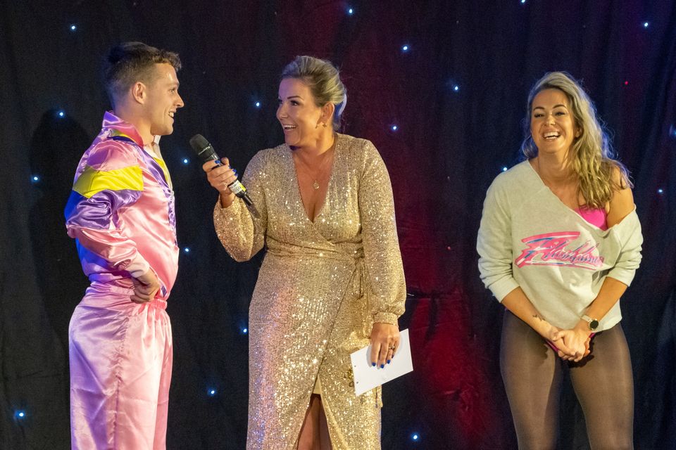 Lisa Brady and Jack Ryan being interviewed after their dance by East Coast FM's Laura Wood, at Strictly Come Dancing for Tiglin, at the Parkview Hotel, Newtownmountkennedy.