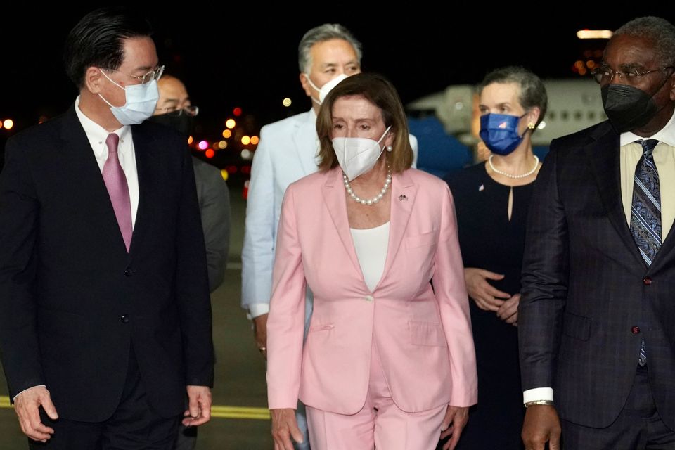 US house speaker Nancy Pelosi arrives in Taipei, Taiwan (Taiwan Ministry of Foreign Affairs via AP)