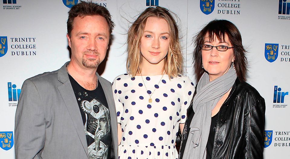 Saoirse Ronan with her parents, Paul and Monica. Photo: Brian McEvoy