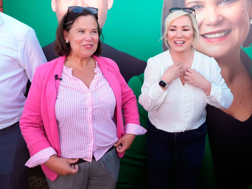 Sinn Fein's President Mary Lou McDonald (right) and First Minister of Northern Ireland Michelle O'Neill  at the National Ploughing Championships at Ratheniska, Co Laois. Photo: Niall Carson/PA Wire