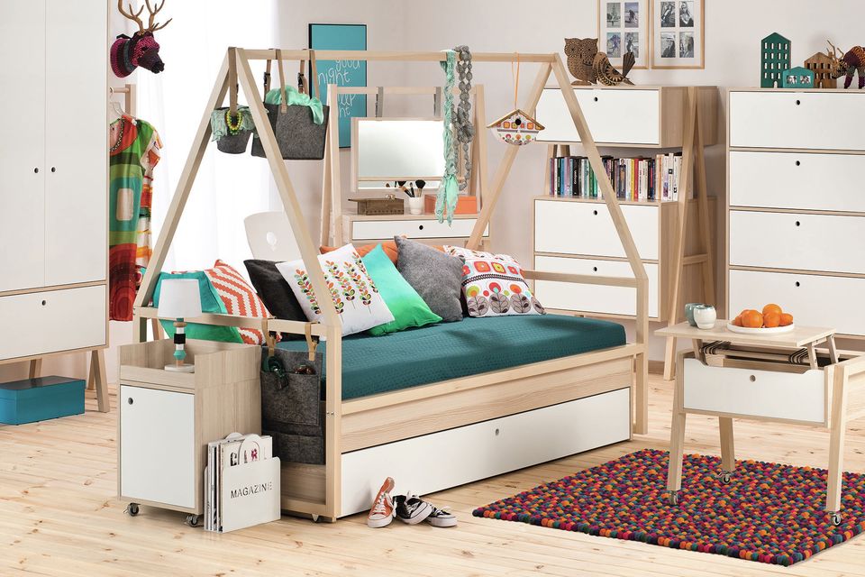 Spot Kids Tipi Bed & Trolley with Trundle Drawer from Cuckooland