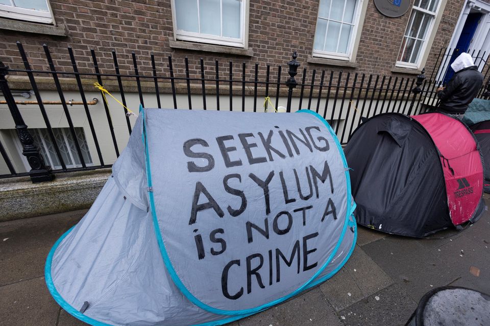 A tent belonging to an asylum seeker is seen beside the International Protection Office (IPO) (REUTERS/Clodagh Kilcoyne)