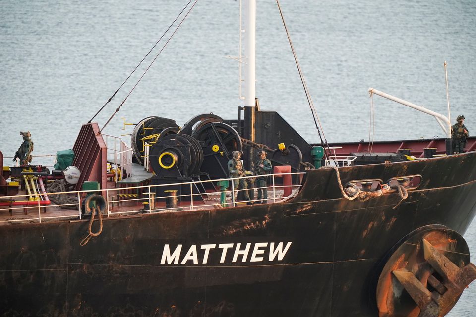 The seizure of €157m of cocaine from the MV Matthew off Cork was the biggest in the history of the State. Photo: PA