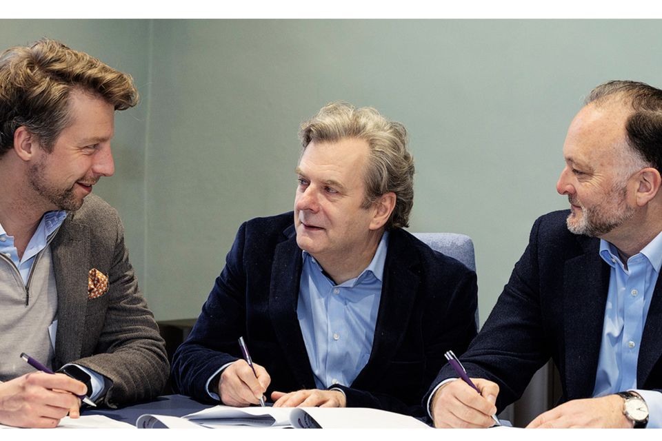 (from left) Sebastian Wintgens, Principal Verdane, John Byrne, CEO Corlytics Ltd and Simon Russell, Chair Corlytics