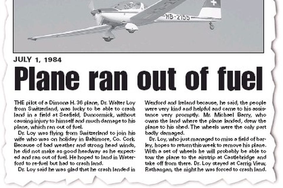 BACK TO THE 80s Plane ran out of fuel Irish Independent