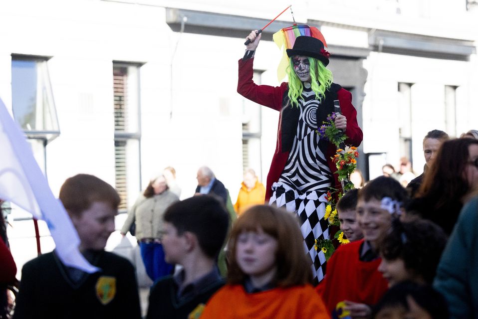 Members of MaSamba drumming and local school children launching the Big Scream Festival in Dublin. Pic: Sam Boal /Collins Photos