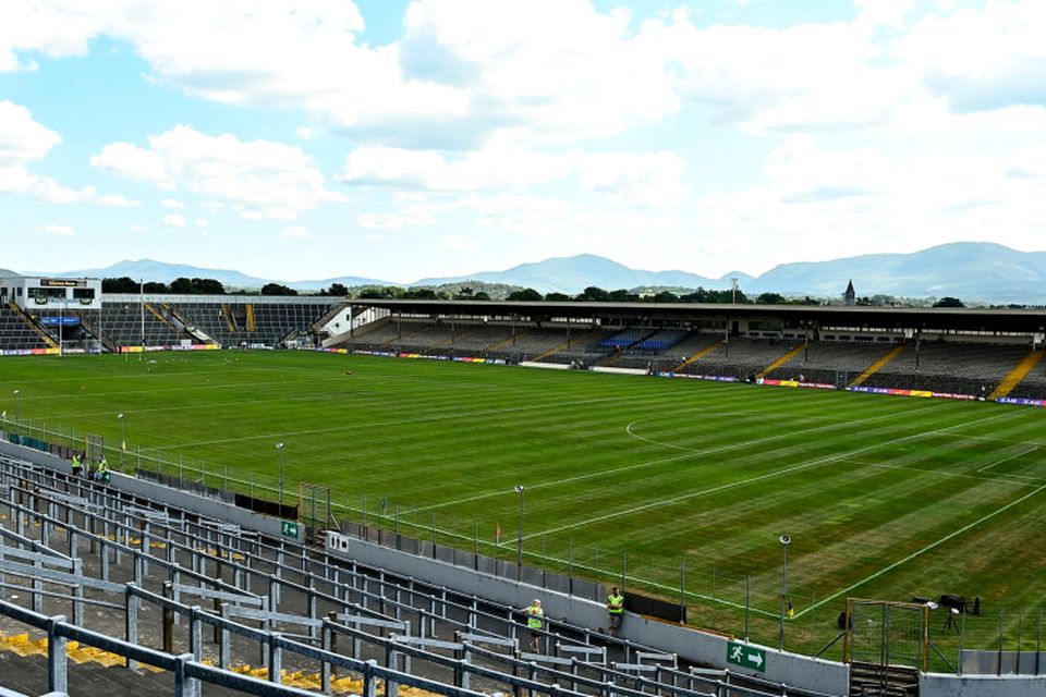 A general view of the pitch before the Munster GAA Football Senior Championship Final match between Kerry and Cork at Fitzgerald Stadium