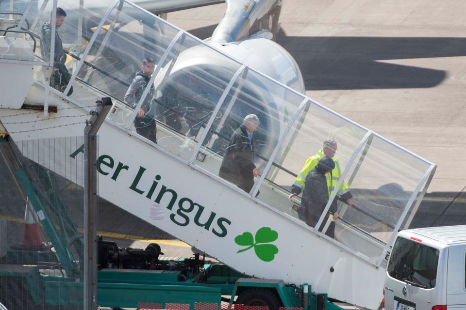 Parents of Karen Buckley,Marian and John, brothers Kieran and Damien arrive at Cork Airport with her remains for burial in Mourneabbey on Tuesday