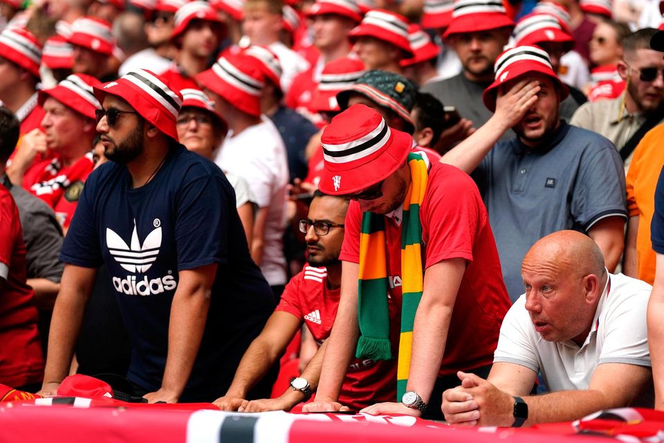Man Utd fans watch their side lose the FA Cup last week. Photo: PA