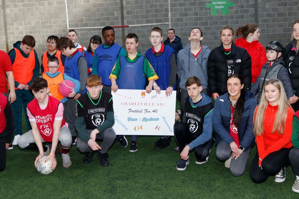Players from the Holy Family School who participatd in the FAI Football for All Programme organised by Charleville Soccr Club and run in the GAA Sportshall in Charleville.
