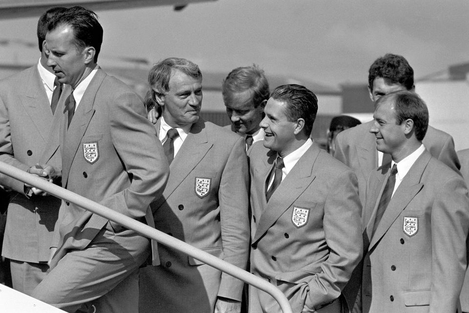 England manager Sir Bobby Robson (2nd left) gave Paul Gascoigne (3rd left) a place in his 1990 World Cup squad (Michael Stephens/PA Archive)