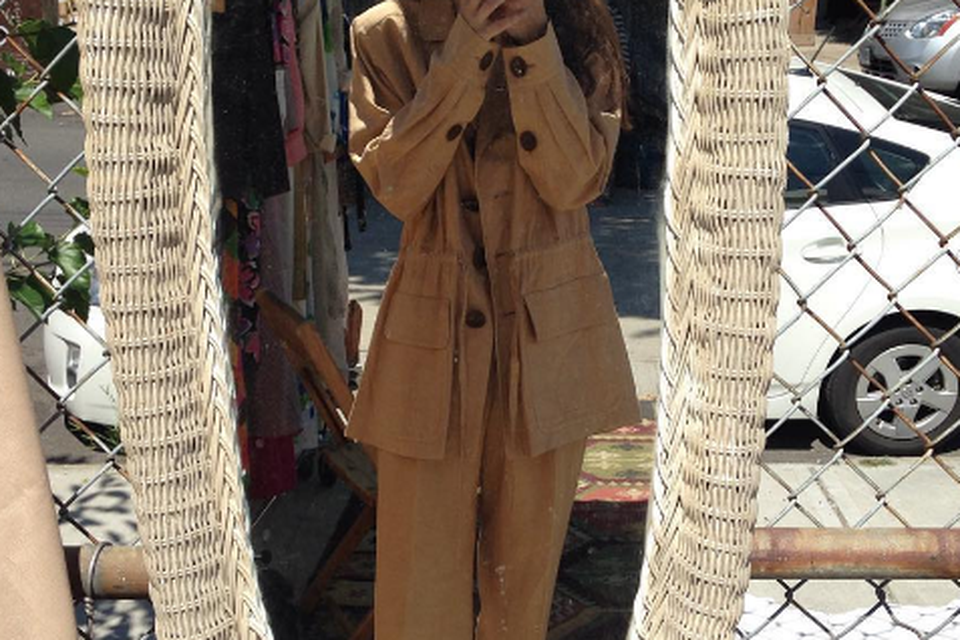 Rocking a 1960's YSL safari suit at a flea market in New York. Photo: Siomha Connolly Instagram