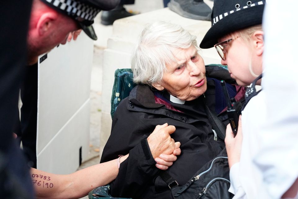 ‘The law has no age limit& & reverend (83) is arrested at Palestine Action protest