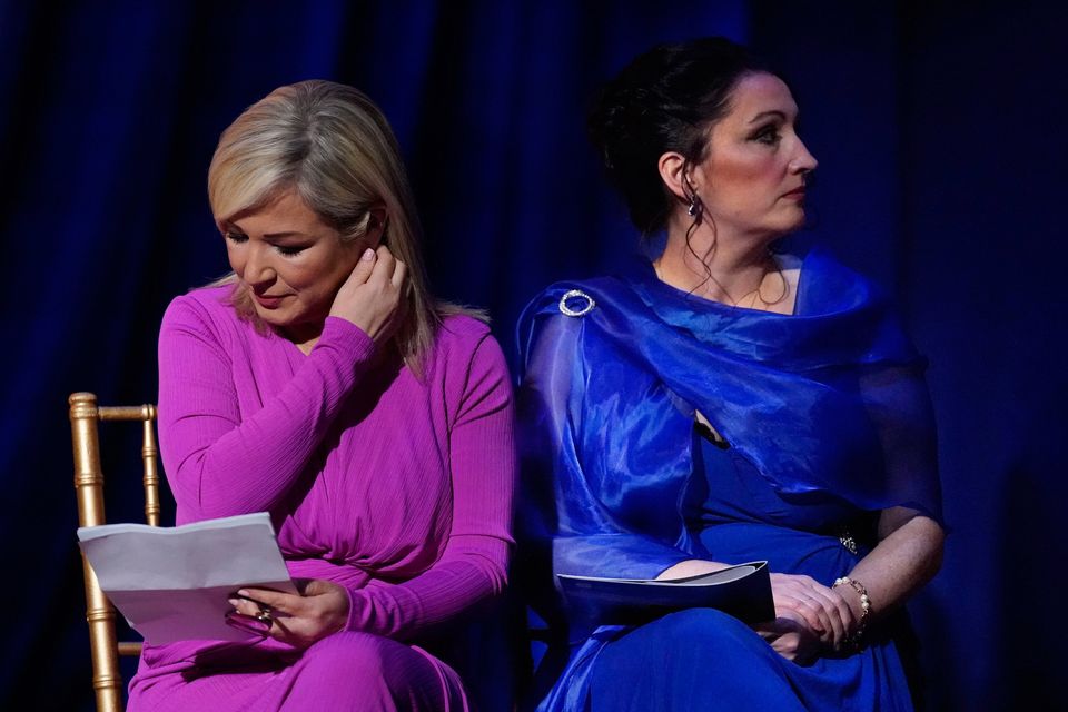 Northern Ireland First Minister Michelle O'Neill and Deputy First Minister Emma Little-Pengelly at the Ireland Fund gala dinner in Washington. Photo: Niall Carson/PA