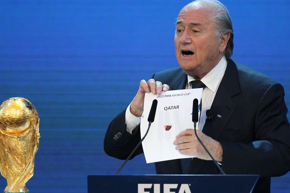 FIFA president Joseph Blatter opens the envelope to reveal that Qatar will host the 2022 World Cup at the FIFA headquarters in Zurich four years ago.