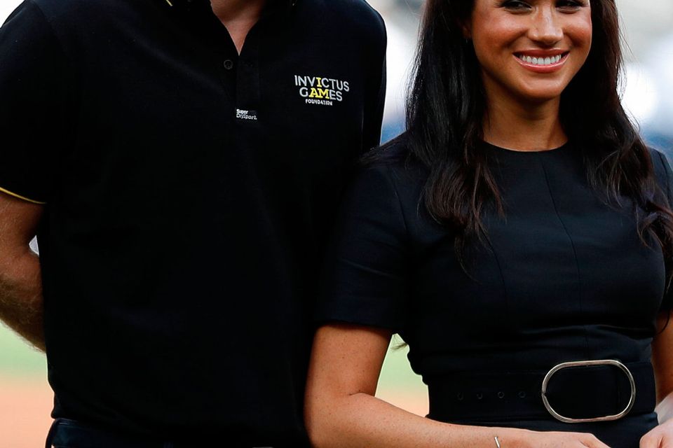 =Prince Harry, Duke of Sussex and Meghan, Duchess of Sussex attend the  Boston Red Sox vs New York Yankees baseball game at London Stadium on June 29, 2019 in London, England. The game is in support of the Invictus Games Foundation. (Photo by Peter Nicholls - WPA Pool/Getty Images)