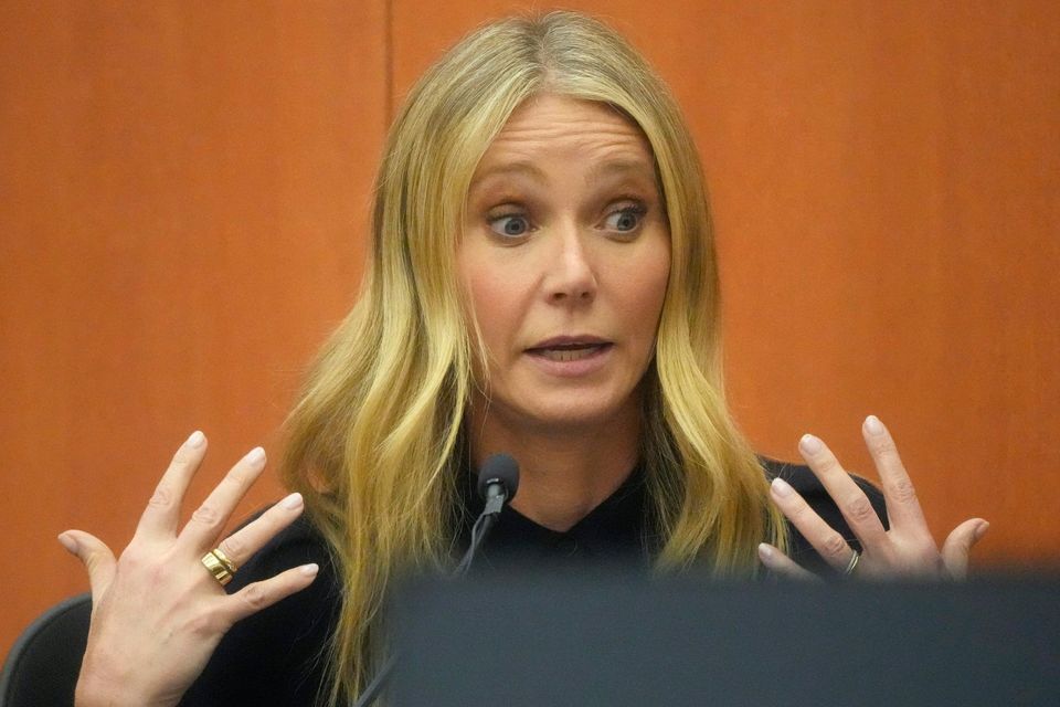 Gwyneth Paltrow testifies during her trial, Friday, March 24, 2023, in Park City, Utah. Paltrow is accused in a lawsuit of crashing into a skier during a 2016 family ski vacation, leaving him with brain damage and four broken ribs. (AP Photo/Rick Bowmer, Pool)