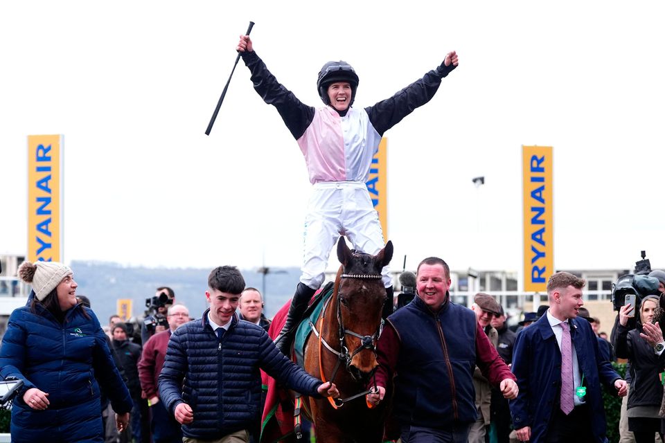 Rachael Blackmore celebrates victory at Cheltenham Festival. Photo: PA