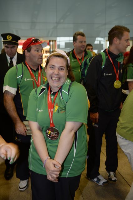 Team Ireland's silver medal winner arrives home from the Special Olympics European Games. Photo: Bryan Meade.