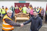 thumbnail: Pat Cronin and members of the Avoca Men's shed present a hand crafted chair to Lar Harper of the Avoca Hall Committee, the chair will be the top prize in the Avoca raffle wihich will take place on Sunday, April 2 at the Family Fun Day. Photo: Michael Kelly