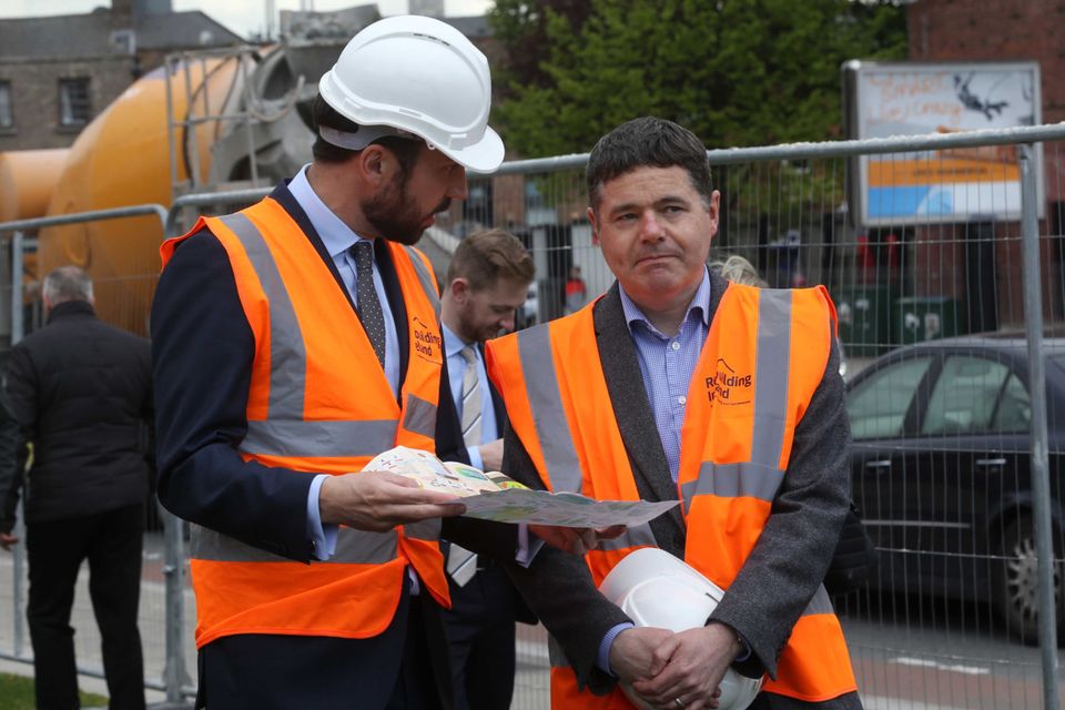 Ministers Eoghan Murphy and Paschal Donohoe at a sod-turning ceremony in Dublin. Photo: Sam Boal/Rollingnews.ie