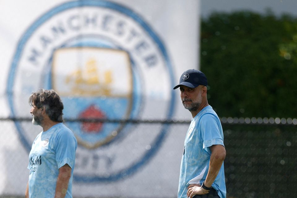 Manchester City manager Pep Guardiola during training in the United States this week.