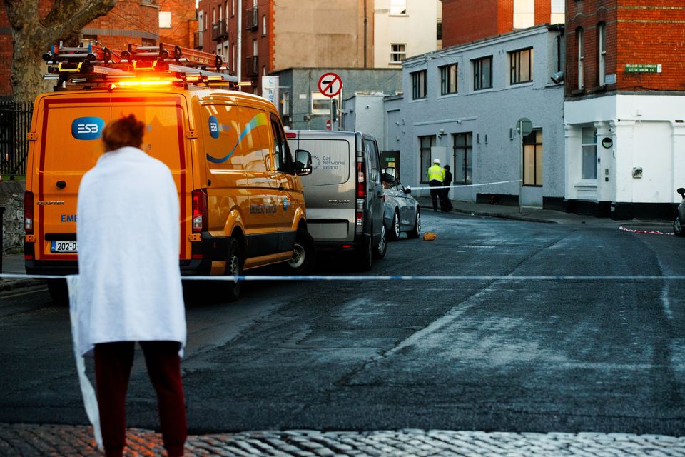 The scene of a suspected explosion at a homeless shelter in Dublin city. Photo: Mark Condren