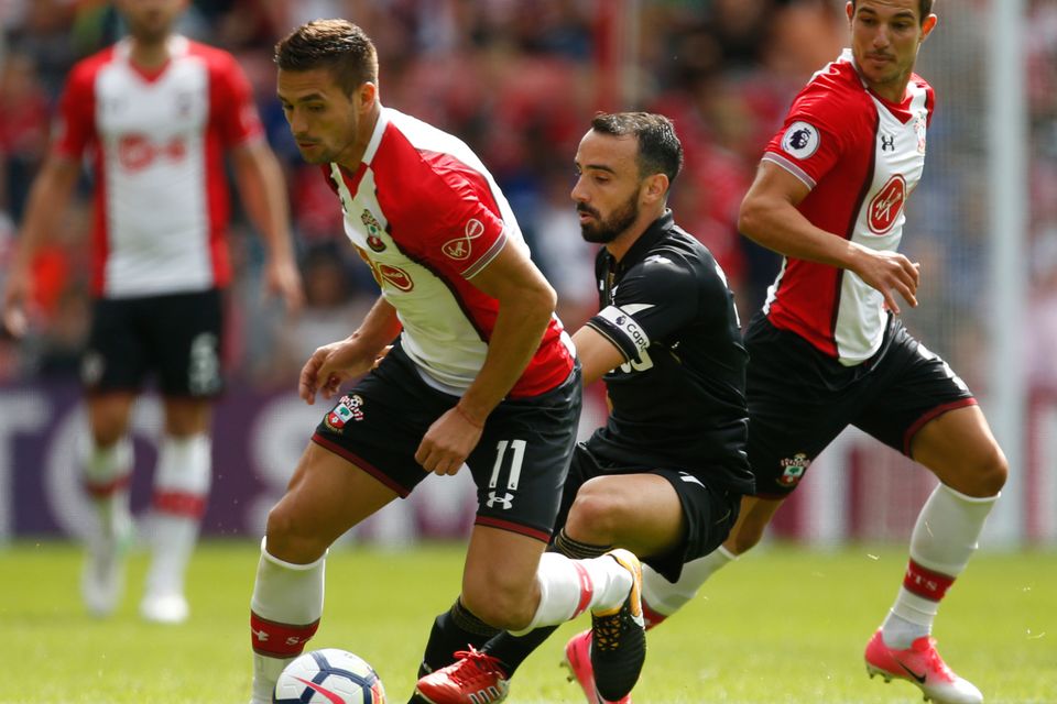 Dusan Tadic, left, missed a good chance for Southampton