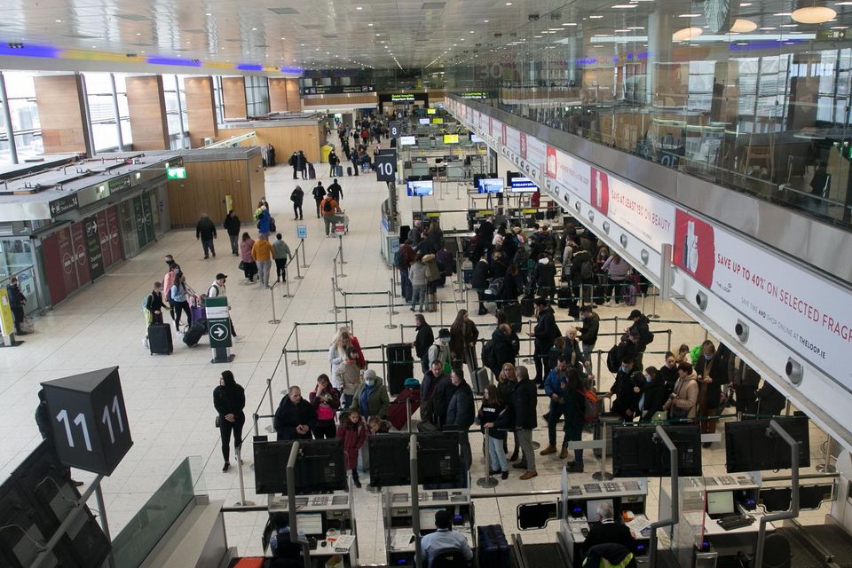 Passengers faced long queues for security clearance due to staffing issues at Dublin Airport last March. Photo: Gareth Chaney/Collins Photos