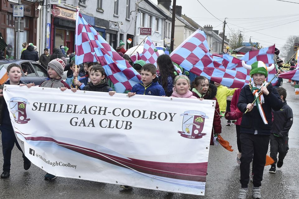 Shillelagh Coolboy GAA Club during the St Patrick's Day parade in Carnew.