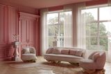 thumbnail: Living room with blush pink panelling and a wood floor from Covet House