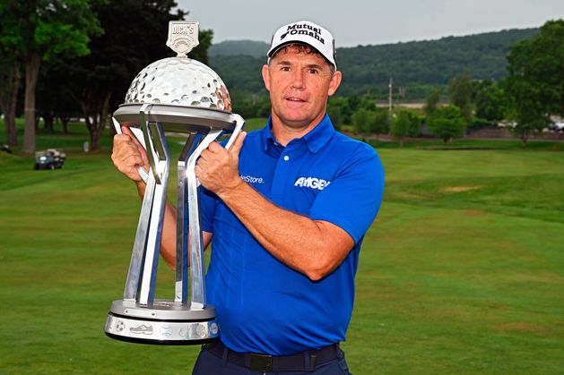 Padraig Harrington celebrates eighth PGA Tour Champions win with family portrait in New York