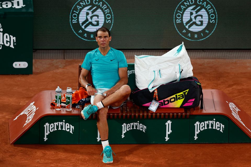 Spain's Rafael Nadal looks dejected after losing his first round match against Germany's Alexander Zverev at Roland Garros today in the French Open. Photo: Reuters/Gonzalo Fuentes