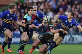 thumbnail: Leinster's Jimmy Gopperth offloads the ball off to Luke Fitzgerald after being tackled by Luke Wallace of Harlequins during their European Rugby Champions Cup clash at Twickenham Stoop. Photo: Jamie McDonald/Getty Images