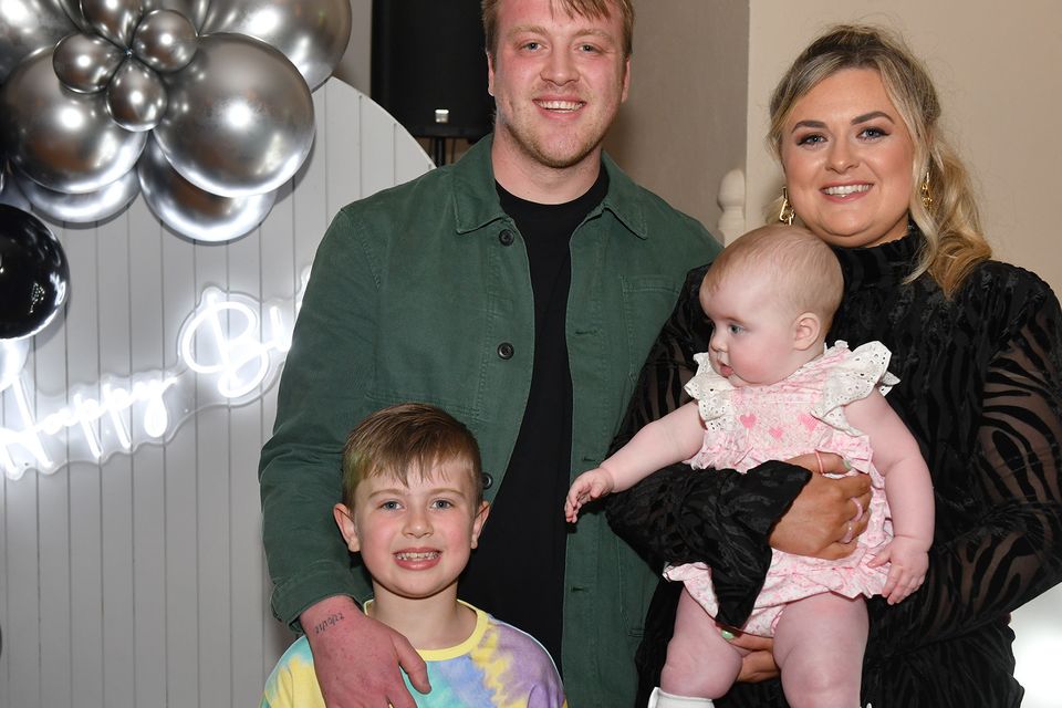 Darren Meehan and Bronagh Coleman with their children Shane and Méabh at Jack Connolly and Darren's joint 30th birthday party held in the Clan na Gaels. Photo: Ken Finegan/www.newspics.ie