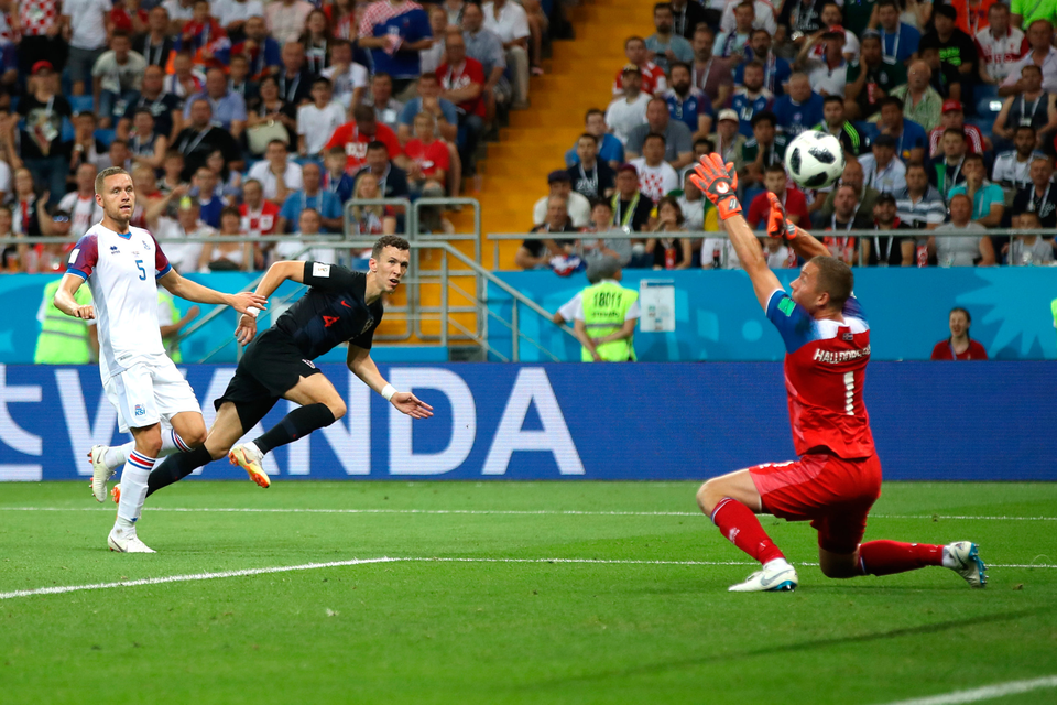 Croatia’s Ivan Perisic scores the winner against Iceland at the Rostov Arena, in Rostov-on-Don