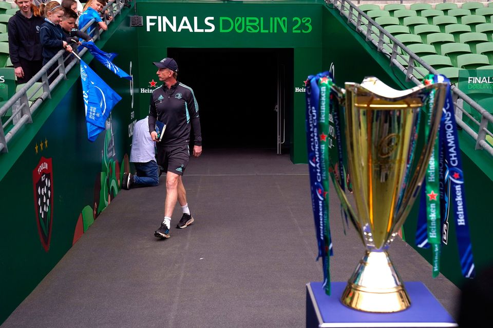 Leinster head coach Leo Cullen makes his way out of the tunnel at the Aviva Stadium in Dublin. Photo credit: Brian Lawless/PA Wire.
