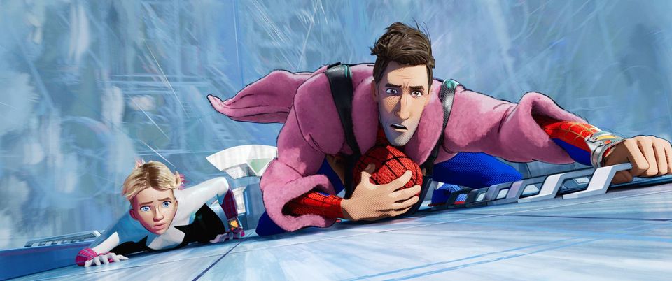 Spider-man's love interest Gwen Stacey (voiced by Hailee Steinfeld) and Miguel O'Hara (voiced by Oscar Isaac). Photo: Sony Pictures Animation