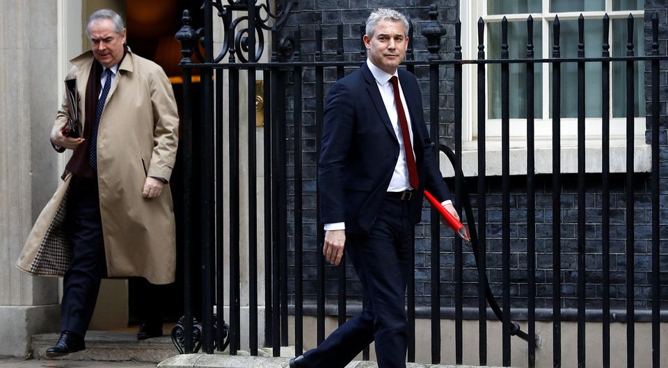 Guarantees: Britain’s attorney general Geoffrey Cox and Brexit Secretary Stephen Barclay leaving Downing Street yesterday. Photo: Reuters