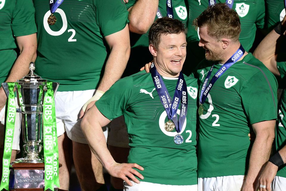 Brian O’Driscoll, left, and Jamie Heaslip played together with Ireland and Leinster (Andrew Matthews/PA)