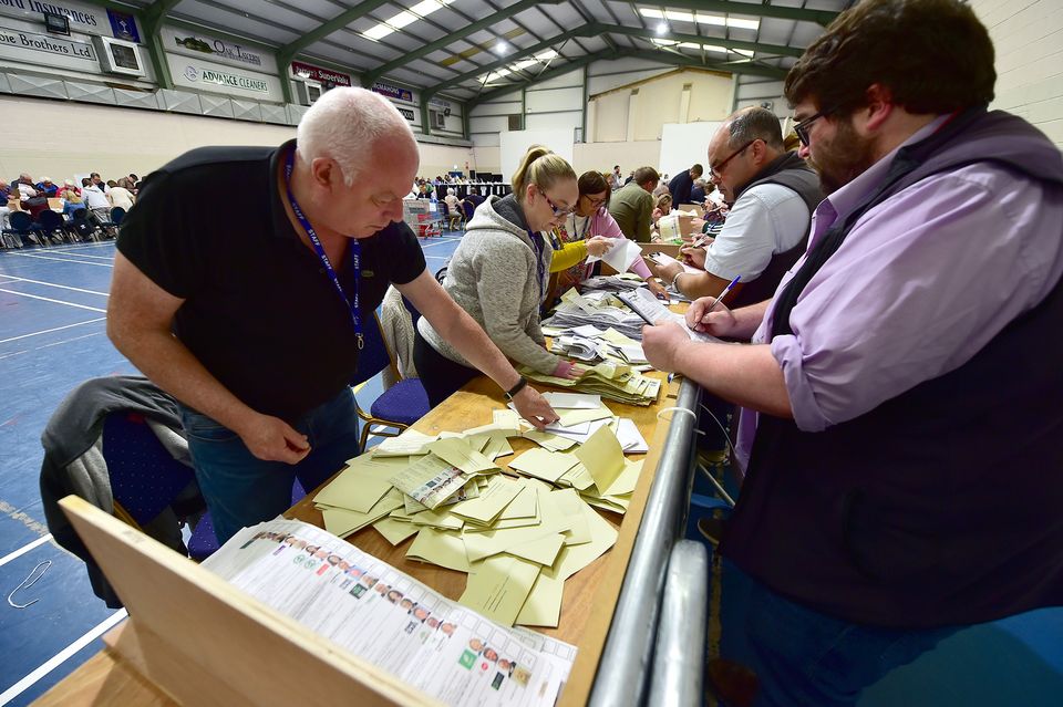 Local and European election votes been separated at the Count Centre in St Josephs on Saturday. Pic: Jim Campbell