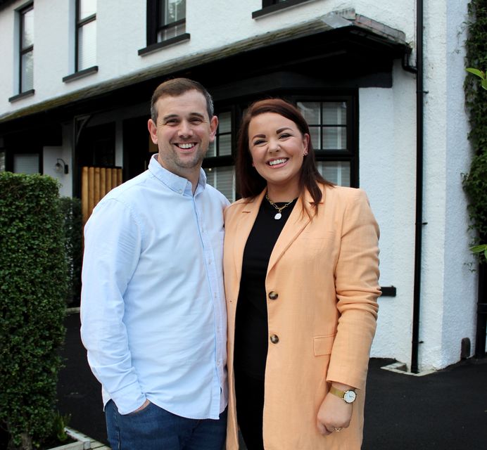 John and Sinead outside their Belfast house on Home of the Year on RTÉ