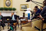thumbnail: U.S. President Barack Obama (2nd L) listens to remarks by Ireland's Prime Minister Enda Kenny (L) after their meeting in the Oval Office on a St. Patrick's Day visit at the White House in Washington March 17, 2015. REUTERS/Jonathan Ernst