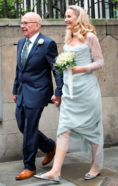 Rupert Murdoch and Jerry Hall seen leaving St Brides Church after their wedding on March 5, 2016 in London, England.  (Photo by John Phillips/Getty Images)